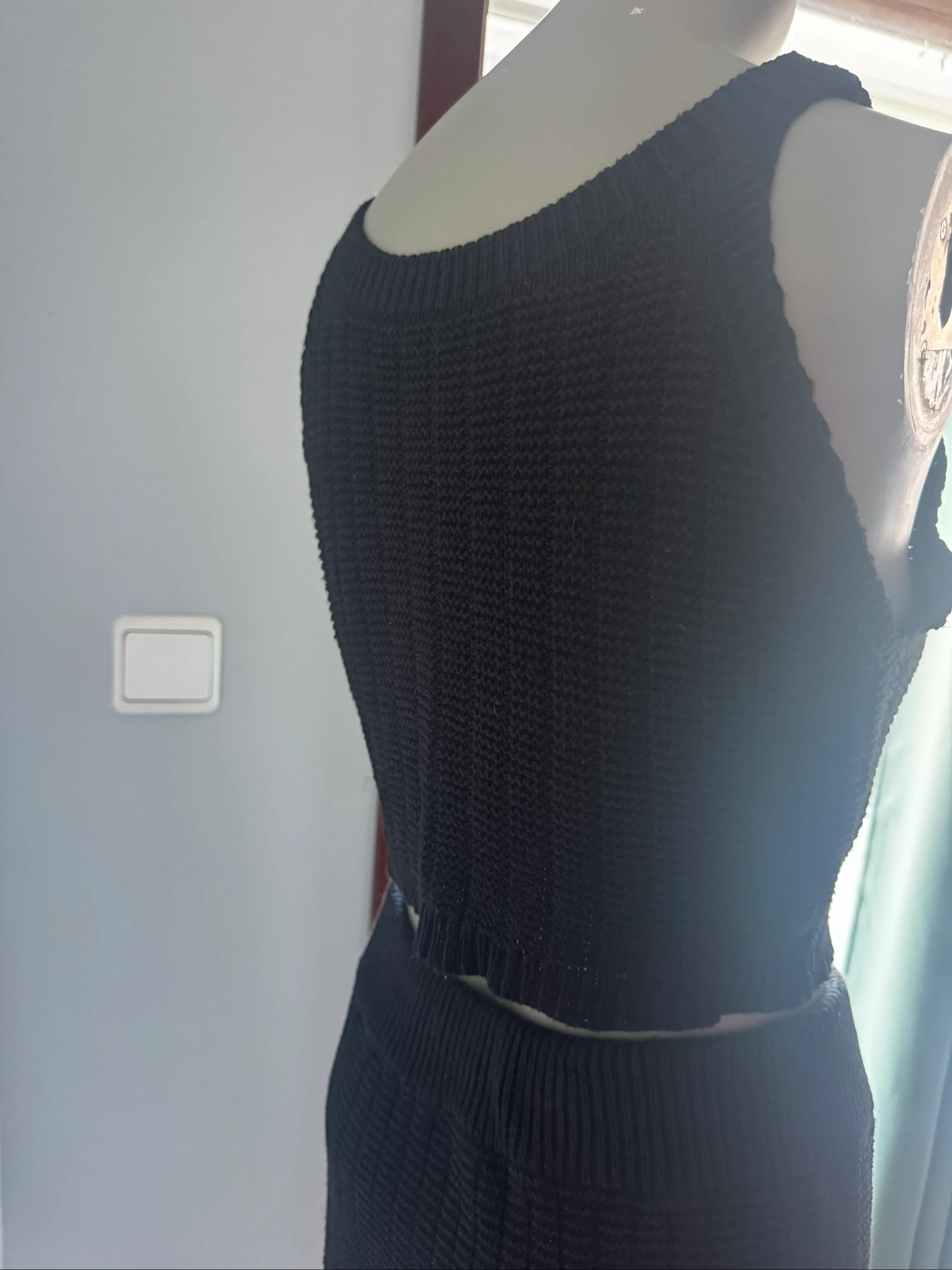 Black Knit Set Made in Italy | Top + Skirt | One Size | Elegant & Boho Chic – photo 5